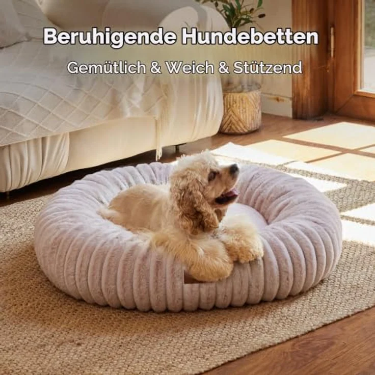 FUKUMARU Orthopädisches Hundebett und Katzenbett, waschbare Abdeckung, modernes Design mit Farbverlauf, 76 x 76 x 18 cm, Rosa – Bild 2