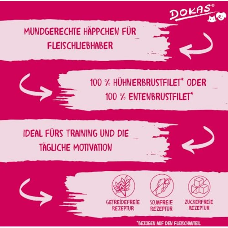 Dokas Glutenfreier Premium Snack, 200 g Hühnerbrustfilet in Stückchen, ideal zum Training für Hunde – Bild 4