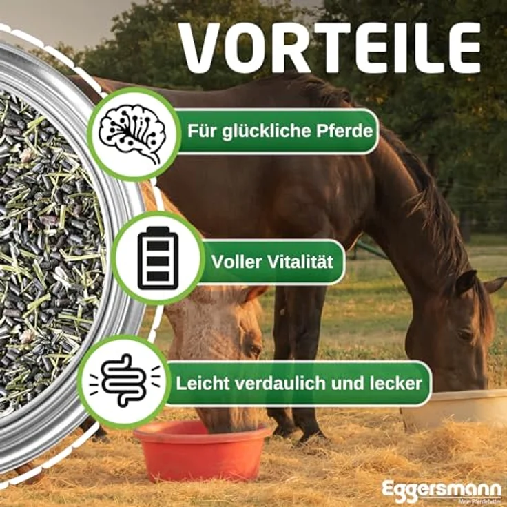 Eggersmann Green Power 20 kg, getreidefreies Pferdemüsli für leistungsbezogene Pferde, erhöhtes Kauvergnügen, reduzierter Zuckeranteil, Muskelaufbau Förderung, Made in Germany – Bild 3