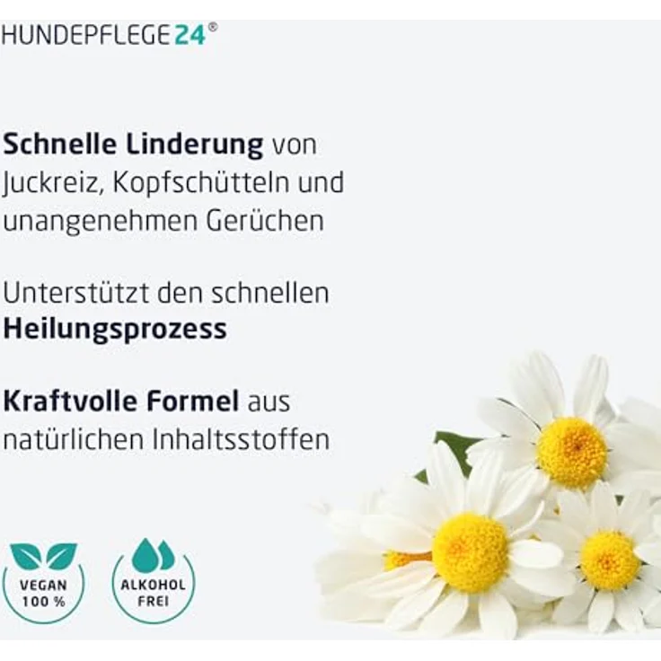 Hundepflege24 Ohrenreiniger für Hunde Akut, Extra-starker Ohrreiniger bei Entzündungen & Infektionen, natürliche Tropfen mit Piroctone Olamine, Kamille & Aloe Vera, 250ml – Bild 3