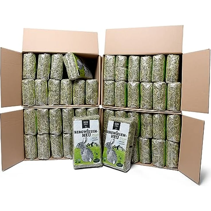 Hayrabbit Bergwiesenheu 48kg, Premium Heu aus deutschen Grünlandregionen, 1kg Beutel, ideal für empfindliche Nager