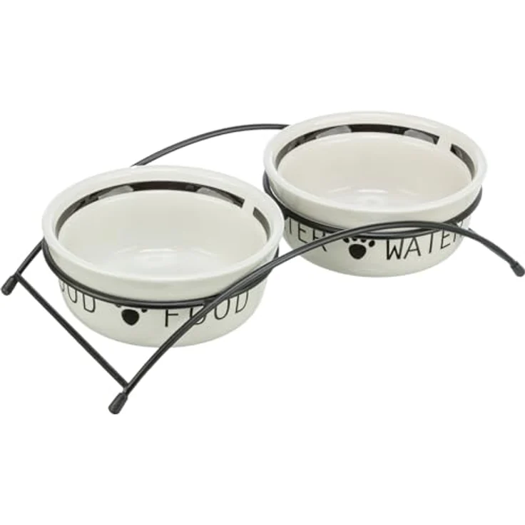 Trixie Napf-Set Eat on Feet weiß-schwarz 2 × 0,6 l/ø 15 cm – Bild 3