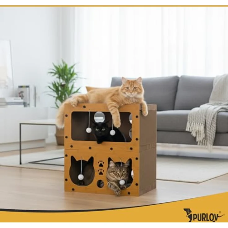Purlov Kratzbaum, stabiler Kratzbaum für Katzen, einteilige Konstruktion – Bild 7