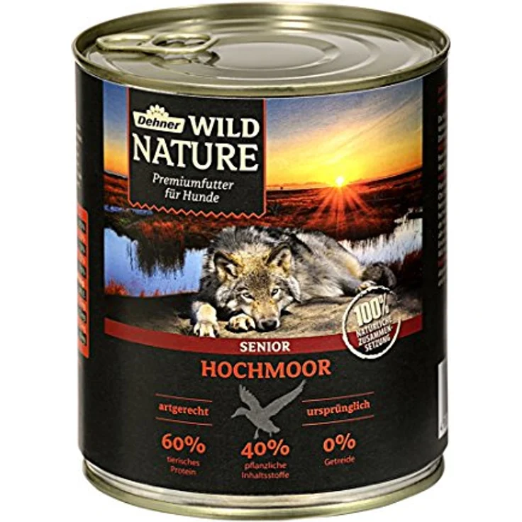Dehner Wild Nature Hundefutter Hochmoor, getreidefreies Nassfutter mit Ente für ältere Hunde, 6 x 800 g Dose (4.8 kg) – Bild 4