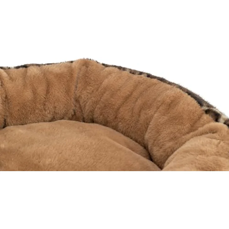 Trixie Hundebett Leo, rundes Hundekissen in Hellbraun/Braun, Ø50cm, mit abnehmbarem Softplüsch-Bezug und rutschfestem Boden – Bild 3