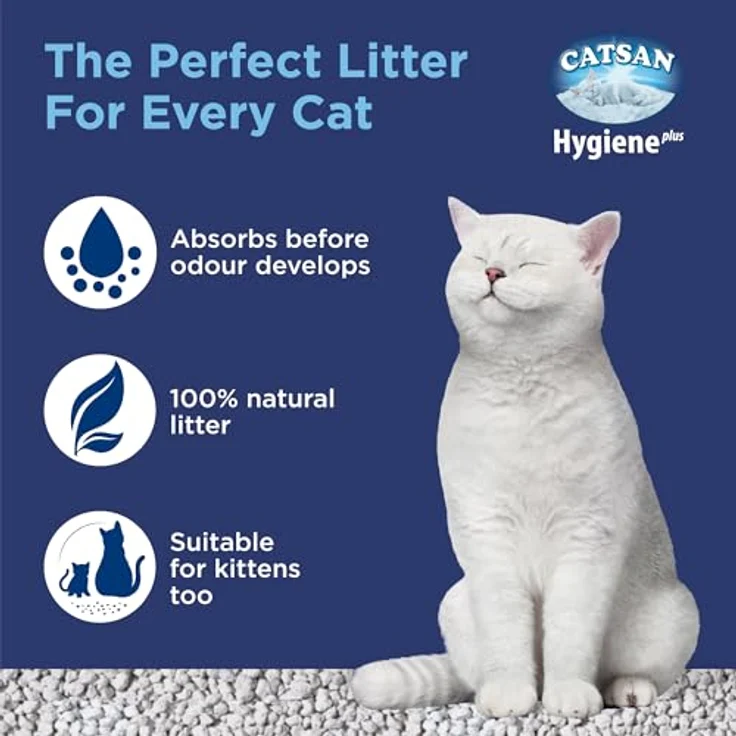 Catsan Hygiene Plus, nicht klumpendes Katzenstreu, feinporgige Hygienekörnchen für optimale Geruchskontrolle, 10l – Bild 2