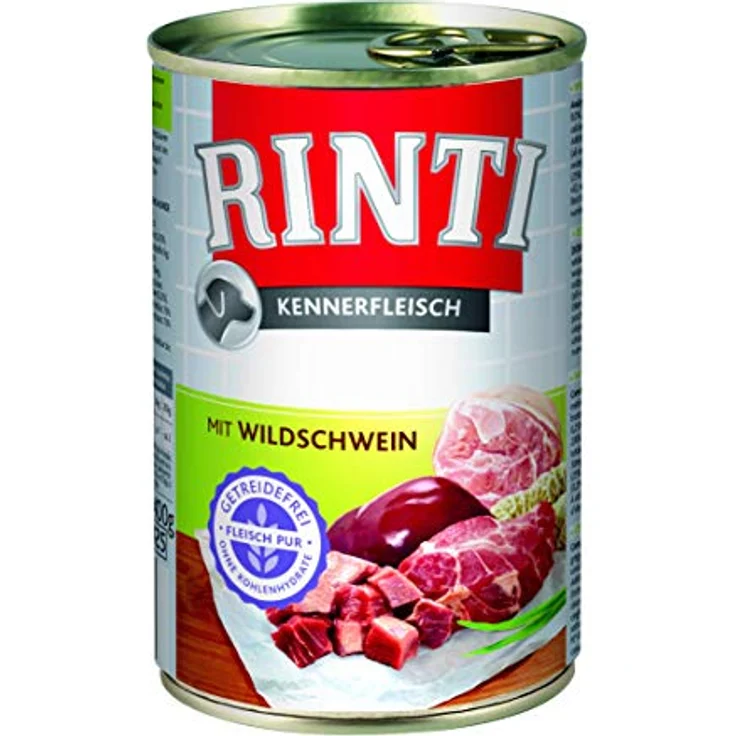 Rinti Kennerfleisch Wildschwein, Hunde-Nassfutter mit Wildbasiertem Fleisch, 12x800g, ohne Soja und künstliche Farbstoffe – Bild 1