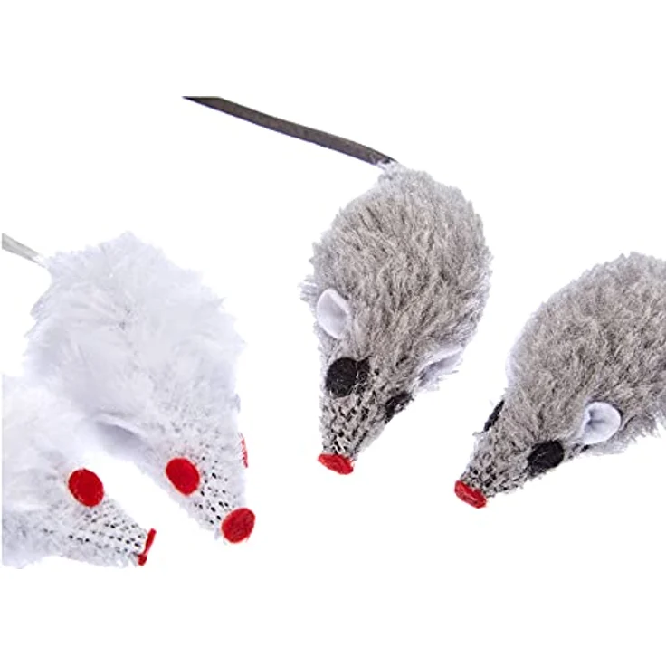 Kerbl Katzenspielzeug, Maus, grau / weiß, 5cm, 4er-Beutel – Bild 5