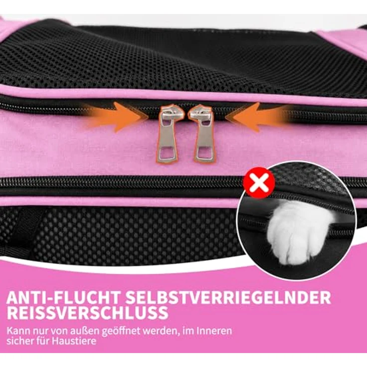 Aipwerer Faltbare Katzen Transportbox, M/L in Blau, strapazierfähiges Polyester, atmungsaktiv und bequem, für Reisen und Alltag – Bild 3