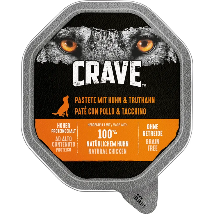 Crave Adult Pastete, Sparpaket 7 x 150 g, Huhn & Truthahn, hohes Protein, Getreidefrei