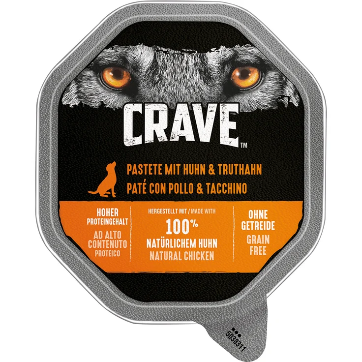 Crave Adult Pastete, Sparpaket 7 x 150 g, Huhn & Truthahn, hohes Protein, Getreidefrei