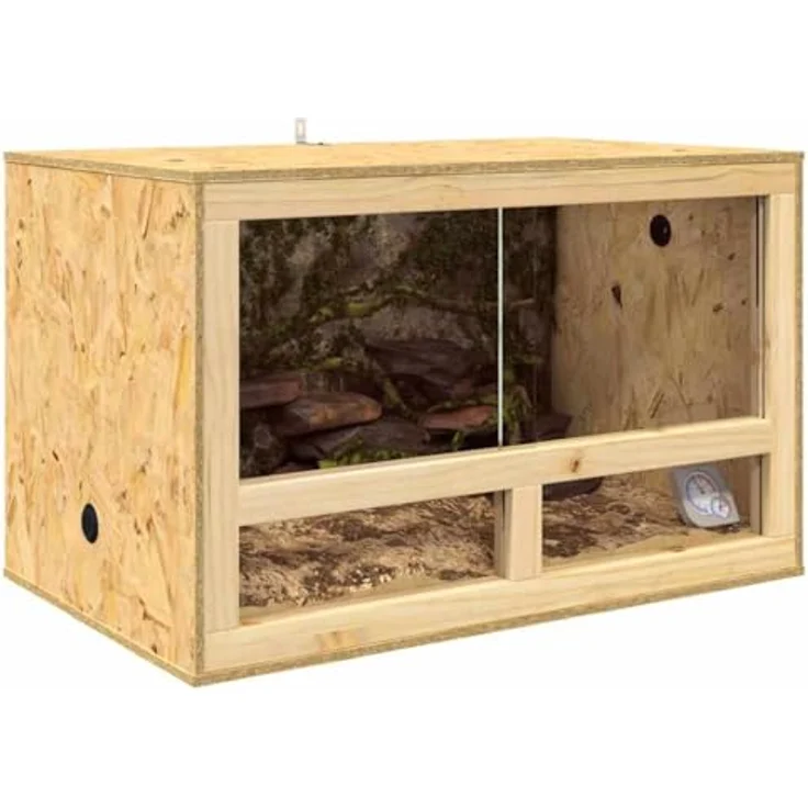 vidaXL Terrarium Braun 80 x 50 x 50 cm, OSB, Robuste Bauweise, Ideal für Reptilien und Nagetiere, Langlebig und Rustikal – Bild 4