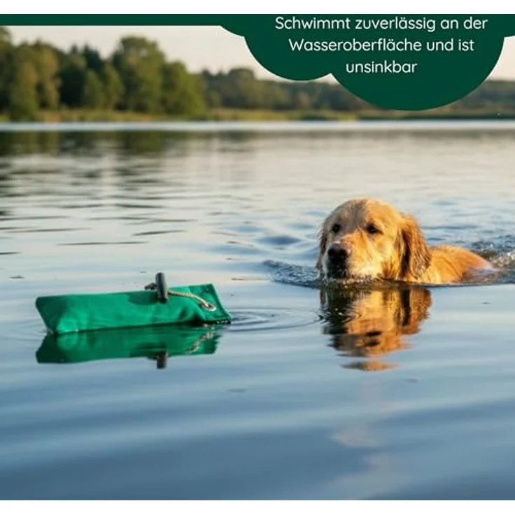 Romneys Junior Dummy, schwimmfähig für Hunde aller Rassen, 250 g, robust aus Canvas, grün – Bild 3