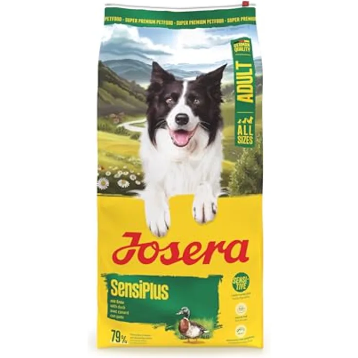 Josera SensiPlus, Hundefutter für empfindliche Hunde, 12,5 kg, glutenfrei, mit Entenprotein und Biotin