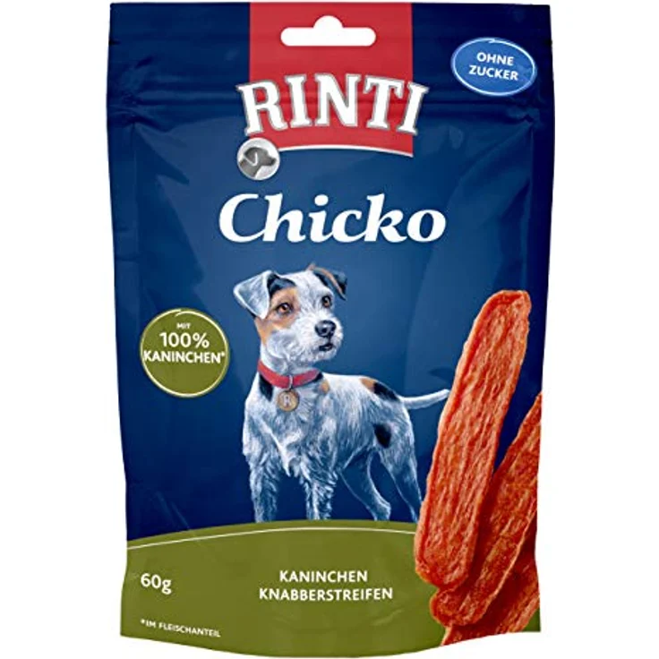 Rinti Chicko's Kaninchen Knabberstreifen, leckerer Hundesnack ohne Soja, 60 g – Bild 2