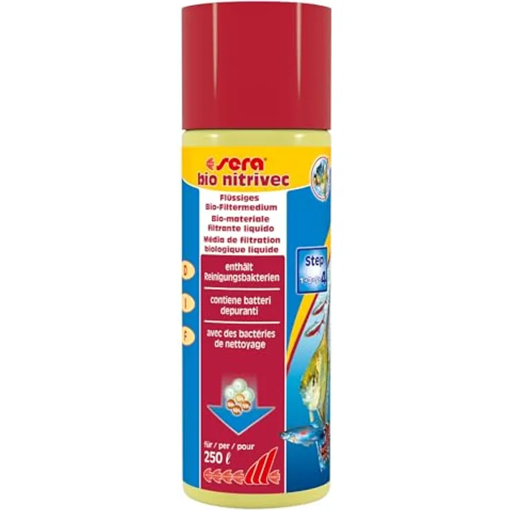 sera Bio nitrivec 100 ml, Flüssigfiltermedium gegen Ammonium und Nitrit, ideal für gesunde Aquarien, schafft Siedlungsfläche für nützliche Bakterien