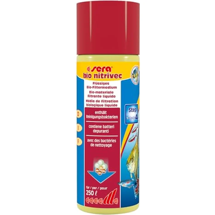 sera Bio nitrivec 100 ml, Flüssigfiltermedium gegen Ammonium und Nitrit, ideal für gesunde Aquarien, schafft Siedlungsfläche für nützliche Bakterien – Bild 1
