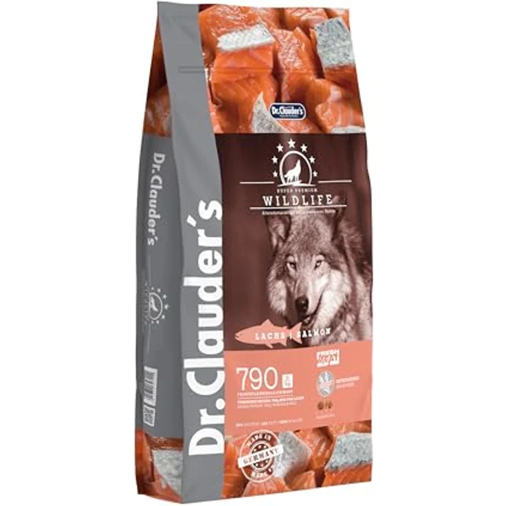 Dr.Clauder's Wildlife, Getreidefreies Trockenfutter mit Lachs, Omega-Fettsäuren und Mineralien für ausgewachsene Hunde, 11,5kg