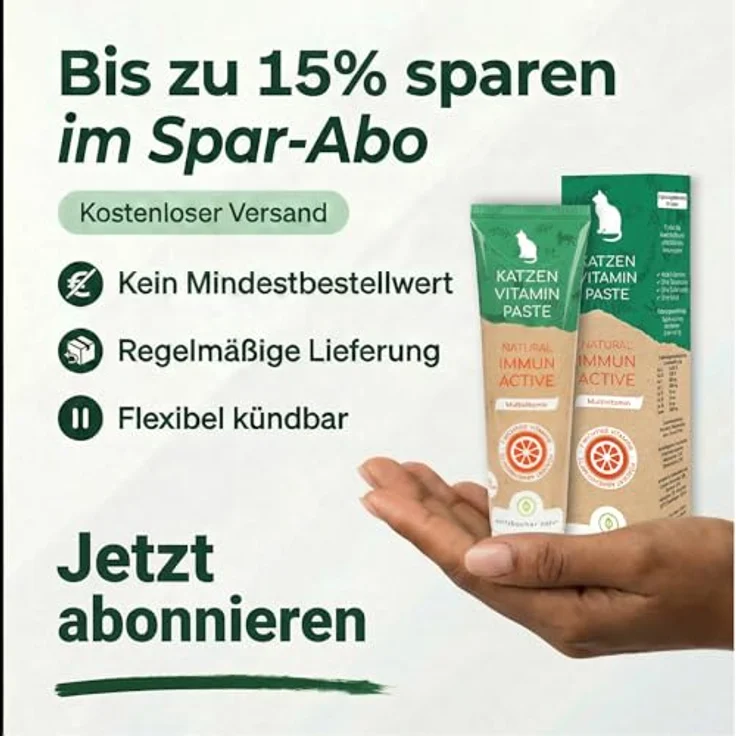 Wolfsbacher Vitaminpaste für Katzen, Multivitamin Paste mit 7 Vitaminen & Taurin, stärkt das Immunsystem, 100g – Bild 2