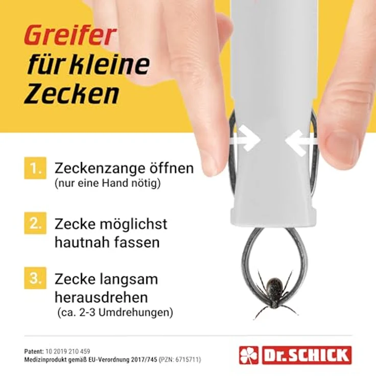 Dr. Schick Zeckenzange Ultra Chirurgenstahl, 2-in-1 Zeckenhaken & Zeckengreifer für Hunde, Katzen & Co., patentierter Mechanismus zur einfachen Zeckenentfernung – Bild 4