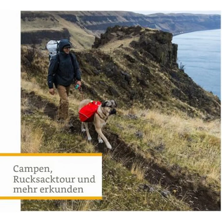 RUFFWEAR Palisades Hunderucksack, tragbarer Geschirrsack mit Satteltaschen und Leinenbefestigungspunkt, zwei BPA-freien Trinkblasen, Red Sumac, Large/X-Large – Bild 2