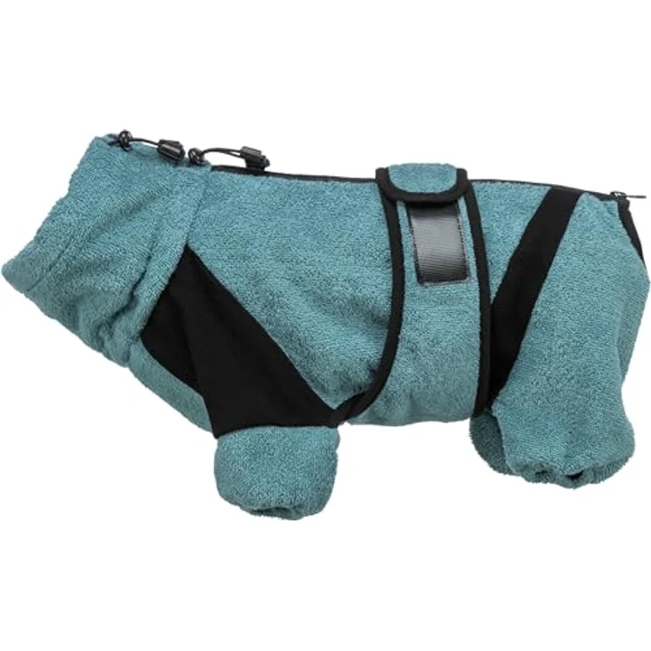 TRIXIE Bademantel/Hausoverall Frottee Petrol - Bequemer Overall für Hunde in Petrol-Farbe – Bild 2