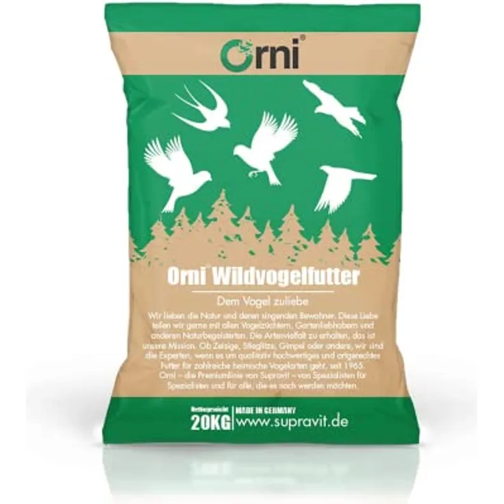 Orni Stieglitz Super Wildvogelfutter 20kg - Artgerechte Saatenmischung aus Glanz- und Negersaat für Stieglitze, Ganzjährig erhältlich