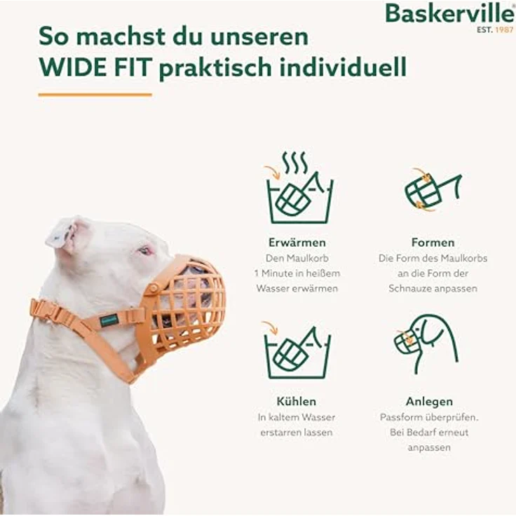 Company of Animals Maulkorb Baskerville Wide Fit, Größe 1 für maximalen Nasenumfang von 22 cm, schwarz – Bild 6