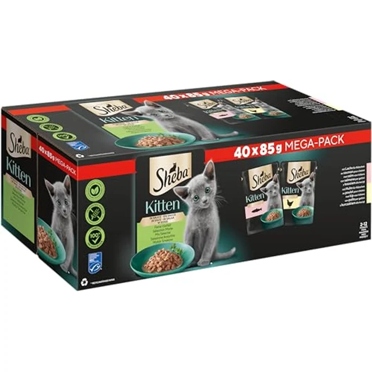 Sheba Katzen Nassfutter für Kitten, Feine Vielfalt mit Lachs (MSC) und Huhn in Sauce, Multipack 40x85g – Bild 2