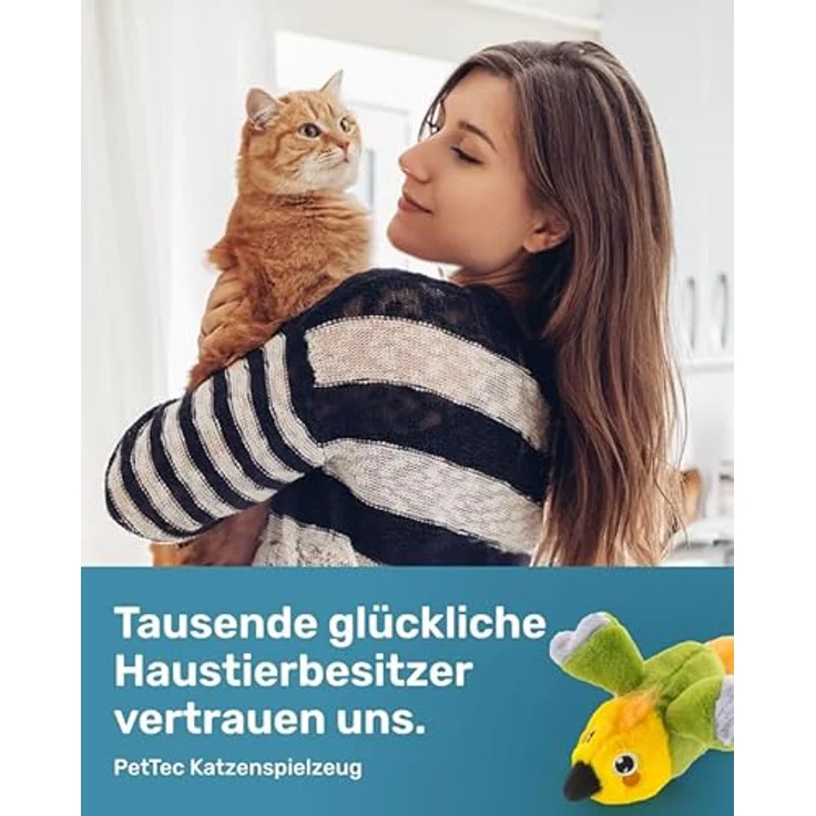 PetTec interaktives Plüschtier für Katzen, Papagei mit beweglichen Flügeln und Katzenminze, für stundenlangen Spielspaß – Bild 7
