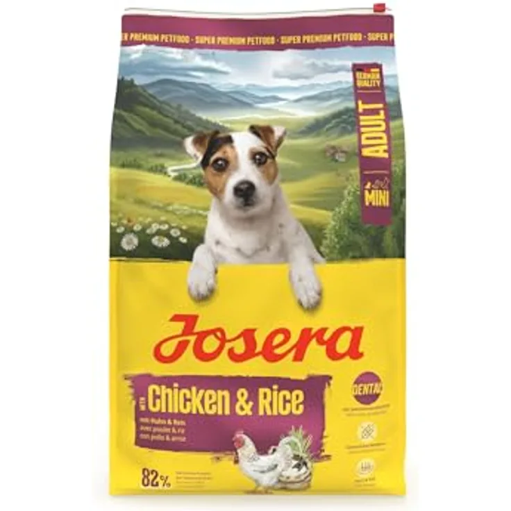 Josera Mini Adult Chicken & Rice, glutenfreies Hundefutter für kleine Hunde, 10 kg mit Zahnpflege und wertvollen Nährstoffen