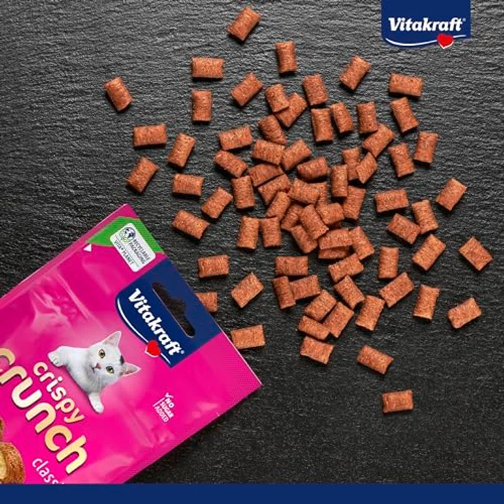 Vitakraft Crispy Crunch Classic, Katzen Leckerli mit Lachs, knuspriger Katzensnack im wiederverschließbaren Beutel, ohne Zuckerzusatz (60g) – Bild 2