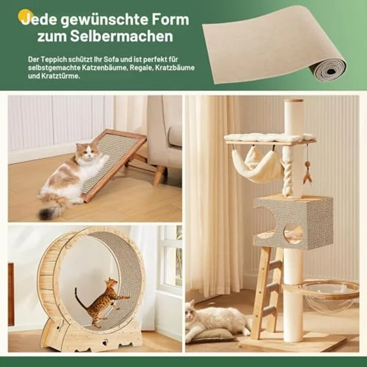 Gimars Selbstklebend Kratzmatte 200 × 40, mit Zusatz-Klebeband, DIY Kratzschutz Sofa Katze, Kratzbrett Katze, Katzen Kratzmatte, Kratzmatte für Wand & Möbel, Khaki – Bild 4