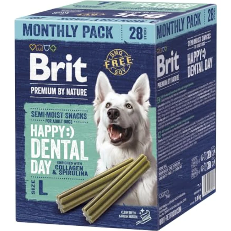 Brit Premium Dental Sticks L, Sparpaket für große Hunde, 4 x 250 g, fördert Zahnpflege und Gelenke, Hühngeschmack, ohne Zuckerzusatz – Bild 1