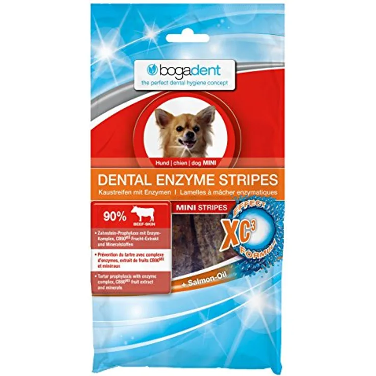 Bogar Bogadent Dental Enzyme Stripes Mini Hund, Zahnpflege für kleine Hunde, 90% Rindfleisch, 100 g