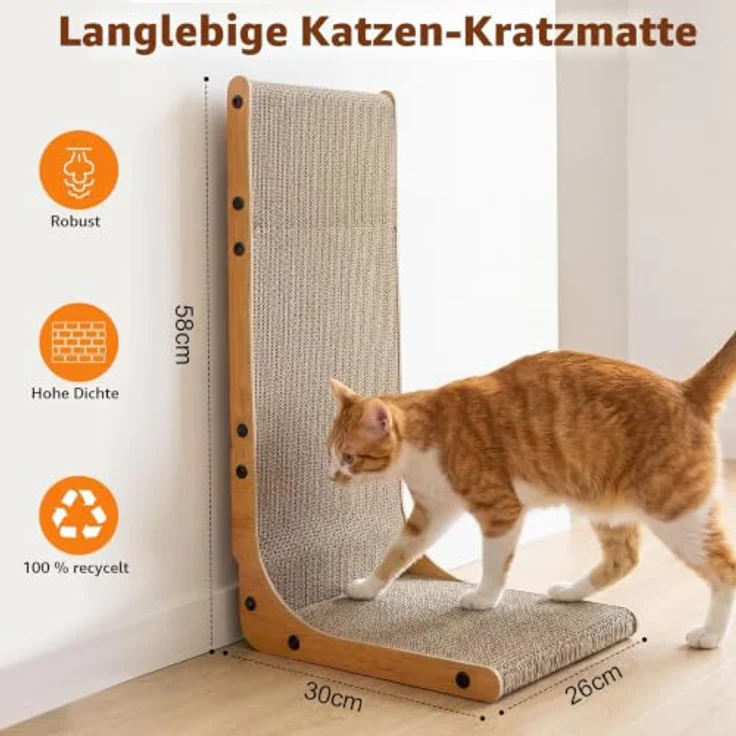 Gimars Kratzbrett Katze 58cm L-Form, stabiles Set aus Kratzpappe, vertikales Kratzmöbel mit rutschfester Unterseite zum Schutz von Möbeln, langlebig und platzsparend – Bild 4