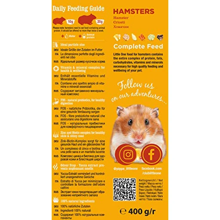 Little One Alleinfutter für Hamster, 400 g, ausgewogene Zusammensetzung aus Weizen, roter Hirse, Gerste, Maisflocken und Kürbiskernen, hohe Nahrhaftigkeit und Bekömmlichkeit – Bild 4
