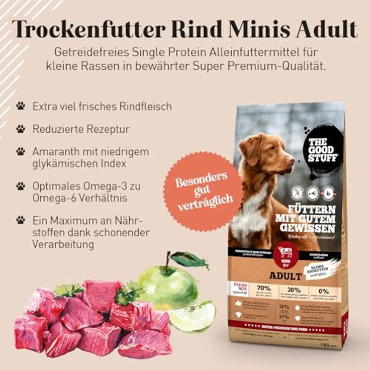 THE GOODSTUFF Minis Rind (Adult) 1 kg | Getreidefreies Hundefutter mit 70% Rindfleisch | Nährstoffreich und hochverträglich für ausgewachsene Hunde – Bild 3