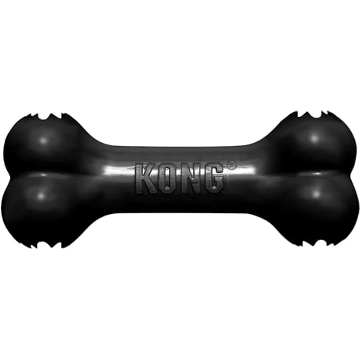 KONG Extreme Goodie Bone, Strapazierfähiges Hundespielzeug für Mittelgroße Hunde, Schwarz, Füllbar mit Leckerlis – Bild 1