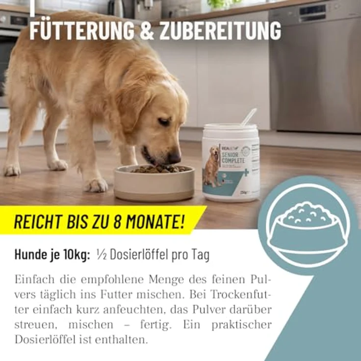 REAVET Senior Complete 250g, Hundefutter zur Unterstützung der Vitalität und Beweglichkeit von Seniorhunden, mit Taurin und Pflanzenstoffen – Bild 4