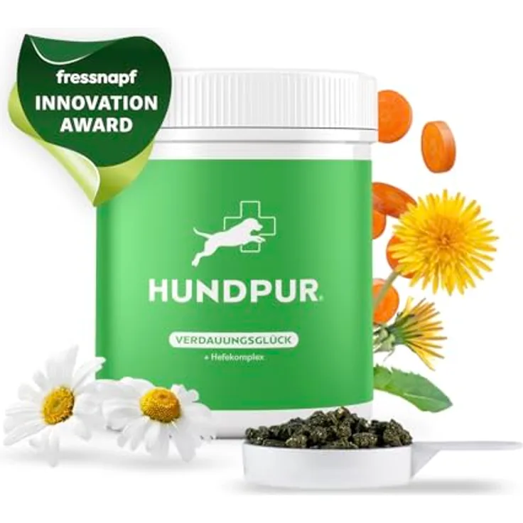 Hundpur Verdauungsglück 300g, Zusatzfutter Pellets für Hunde mit Prä- und Probiotika zur Stabilisierung der Verdauung