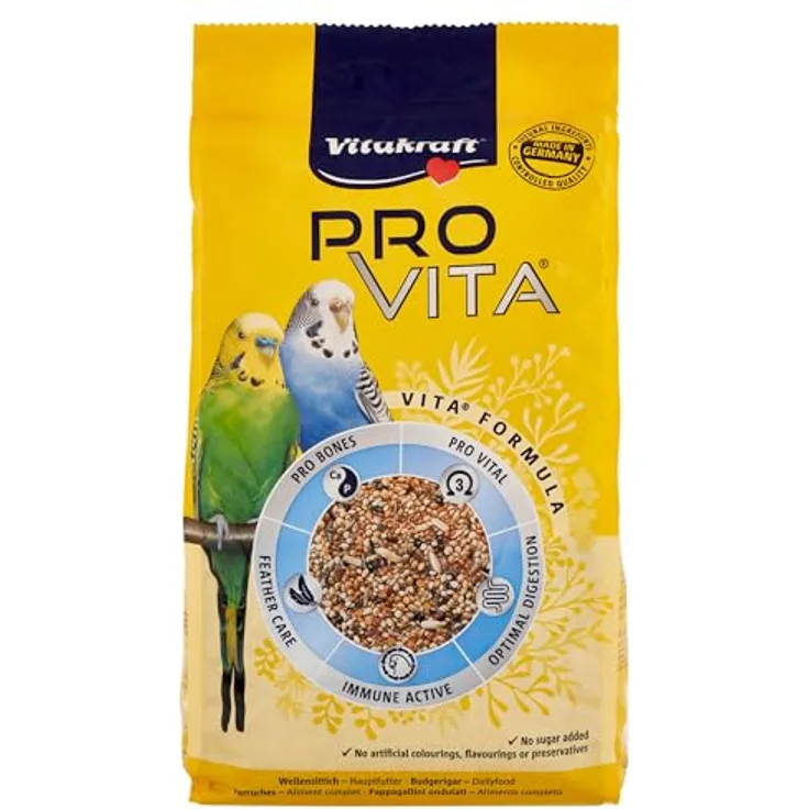 Vitakraft Pro Vita, Wellensittich Futter mit Vitamin- und Mineralstoffzusätzen, 800g, zuckerfrei