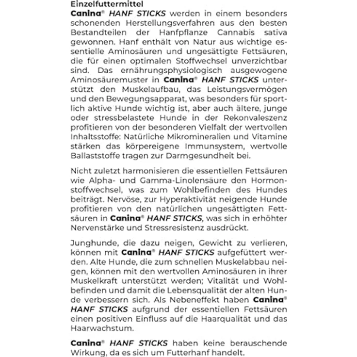 Canina Pharma Hanf Sticks, 500 g, gesunde Hundesnacks mit ungesättigten Fettsäuren und ausgewogenem Aminosäuremuster – Bild 2
