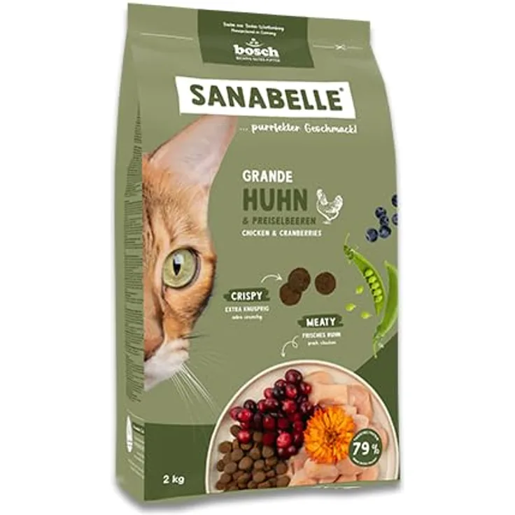 Sanabelle Grande Huhn, Trockenfutter für große Katzen, 8 kg, ausgewogene Vollnahrung