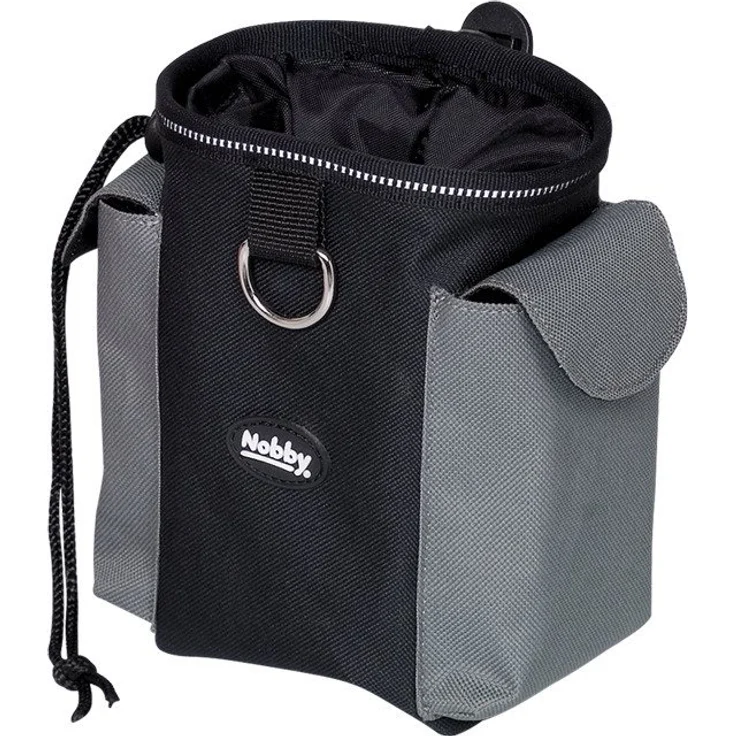 Nobby Leckerlibeutel Snacktasche 2 in 1, grau, mit Kotbeutelspender und Befestigungsring