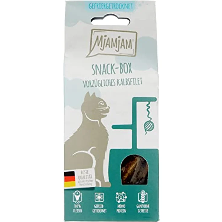 MjAMjAM Snack-Box Vorzügliches Kalbsfilet, 35 g - Gefriergetrocknetes Katzenfutter aus frischem Fleisch, belohnende Leckerei – Bild 1
