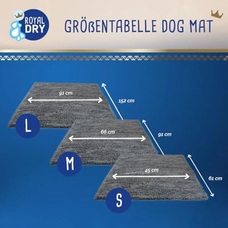 Royal Dry Anti-Flecken-Matte für Hunde, saugfähige Mikrofaser-Chenille, 91 x 152 cm, rutschfest, antibakteriell – Bild 2