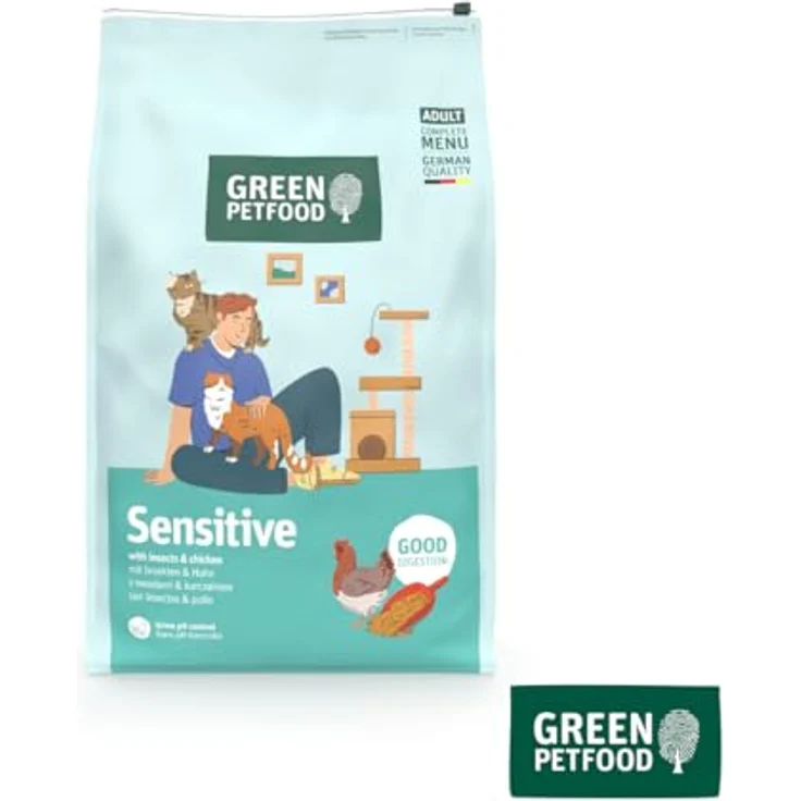 Green Petfood Cat Sensitive, Premium Trockenfutter für ausgewachsene Katzen mit Insektenprotein, getreidefrei, 7,5 kg – Bild 2