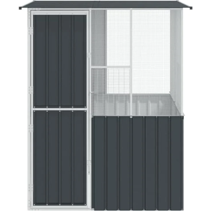vidaXL Vogelkäfig Anthrazit 154 x 154 x 200 cm, Verzinkter Stahl, Wetterfest, Moderne Vogelvoliere mit großzügigem Platz für Vögel – Bild 5