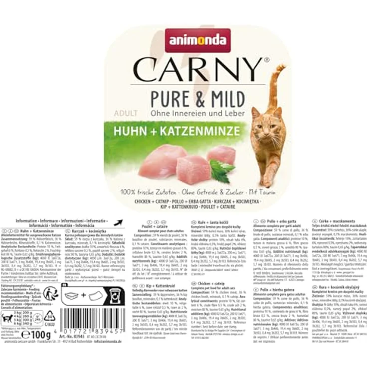 animonda Carny Adult Pure & Mild Huhn + Katzenminze, Nassfutter für sensible Katzen, ohne Getreide und Zucker, 32 x 100 g – Bild 5